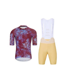 HOLOKOLO Kurzarm Radtrikot und Shorts - RUSTLE - Beige/bordeaux